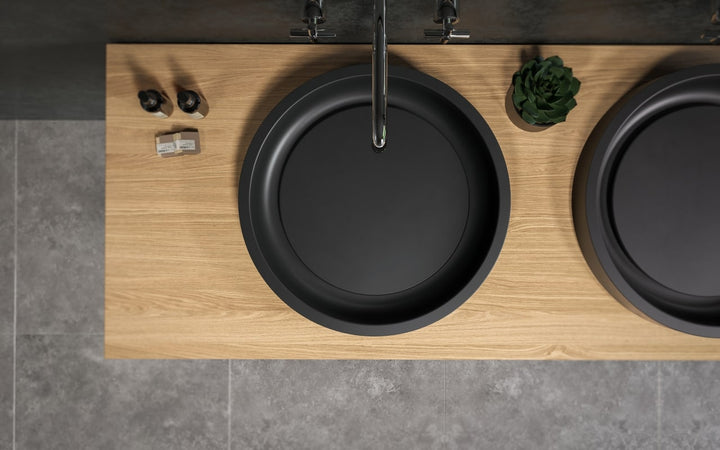 Solace-A Plus Black Round Stone Vessel Sink