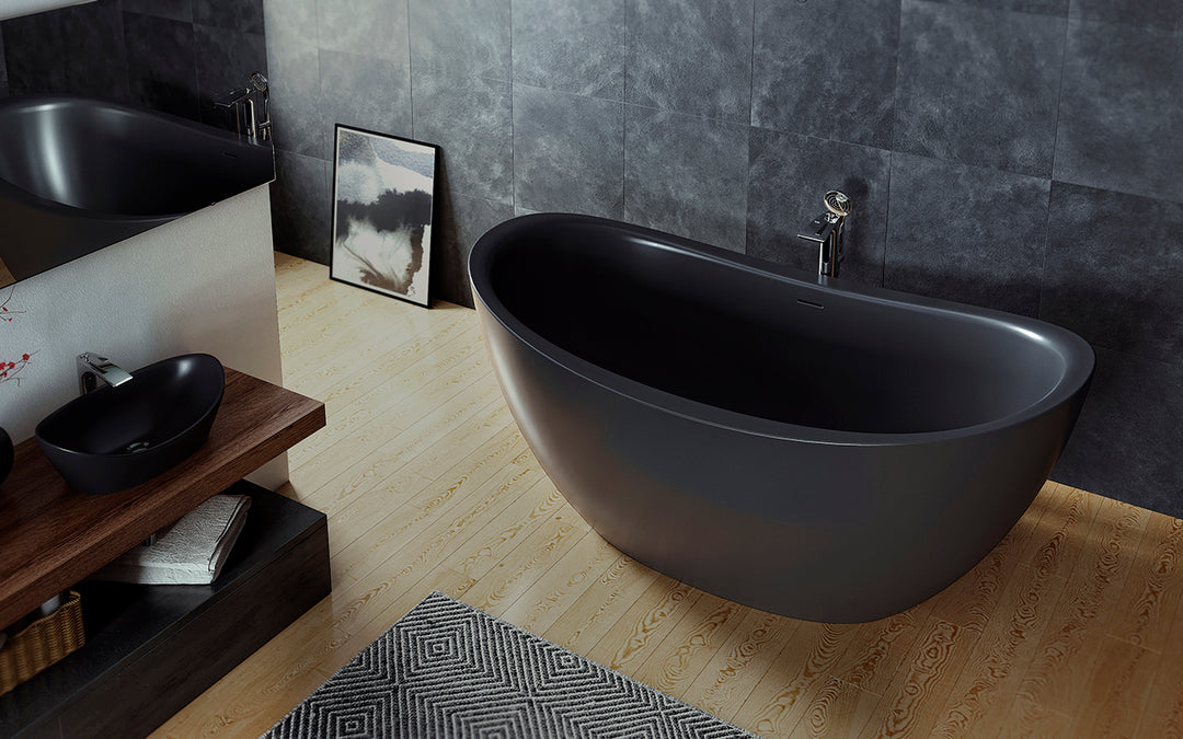 Lillian Black Freestanding AquateX Bathtub