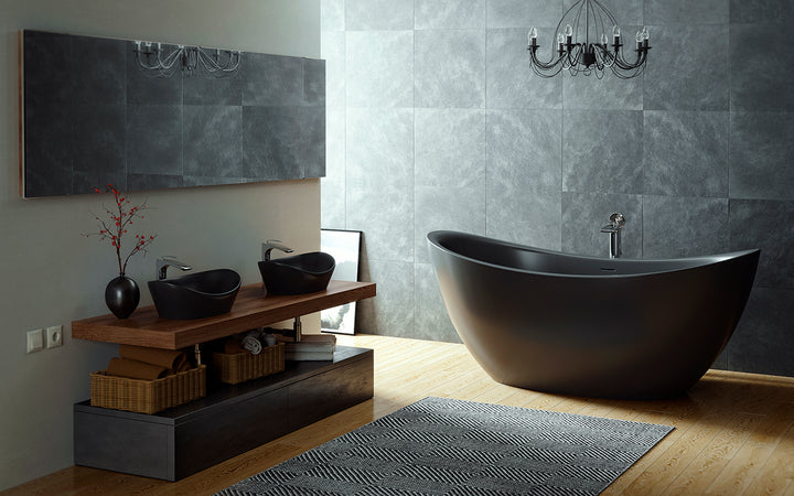 Lillian Black Freestanding AquateX Bathtub