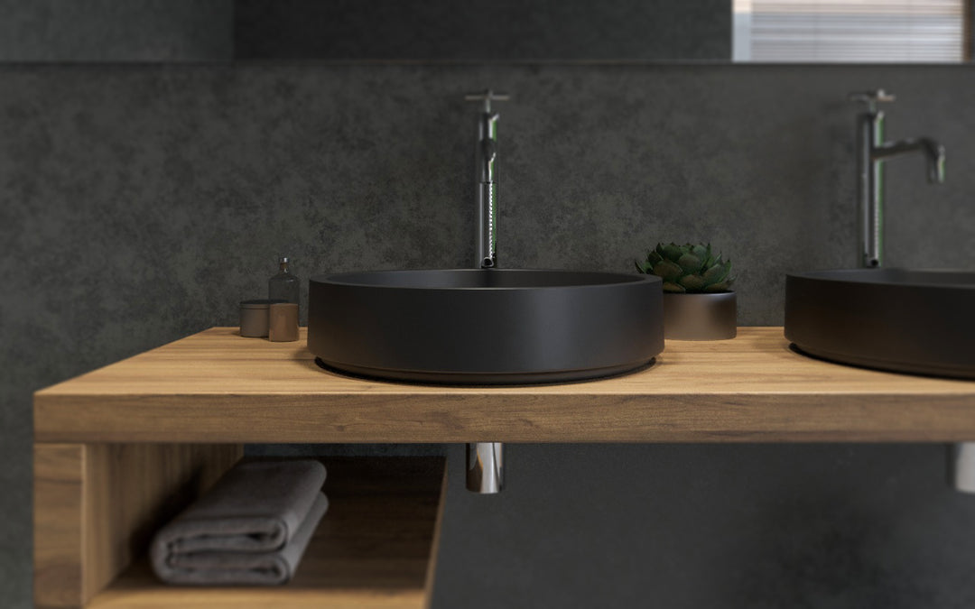 Solace-A Plus Black Round Stone Vessel Sink