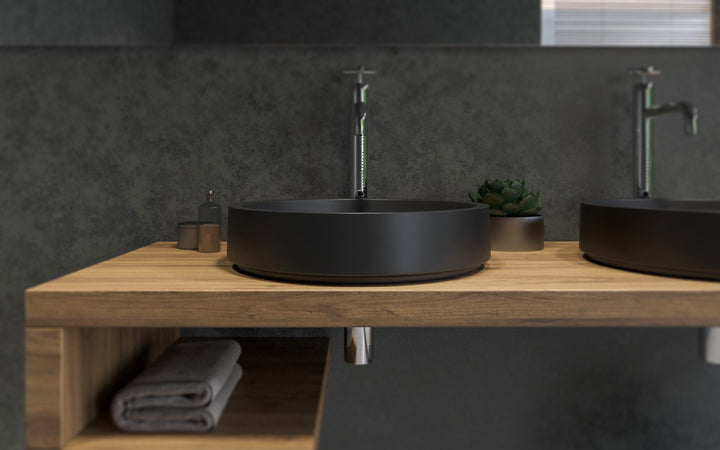 Solace-A Plus Black Round Stone Vessel Sink