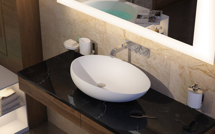 Spoon 2 White Stone Vessel Sink
