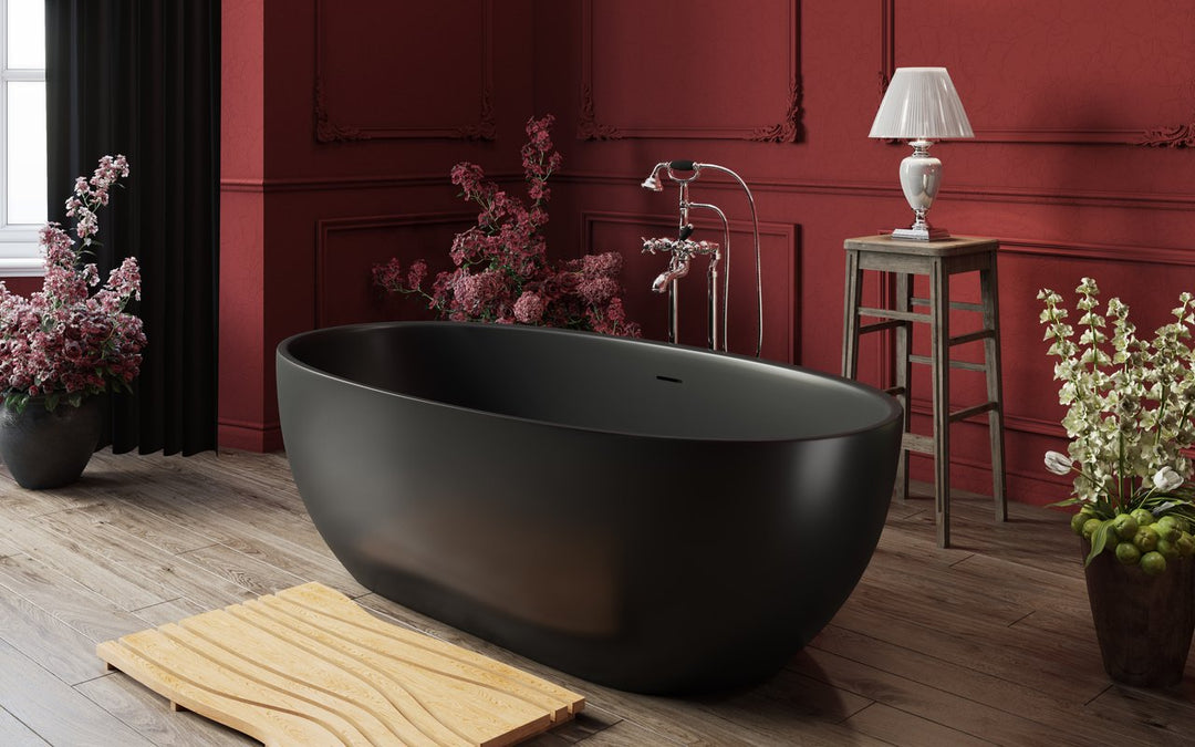 Aquatica Corelia-Black Freestanding Solid Surface Bathtub
