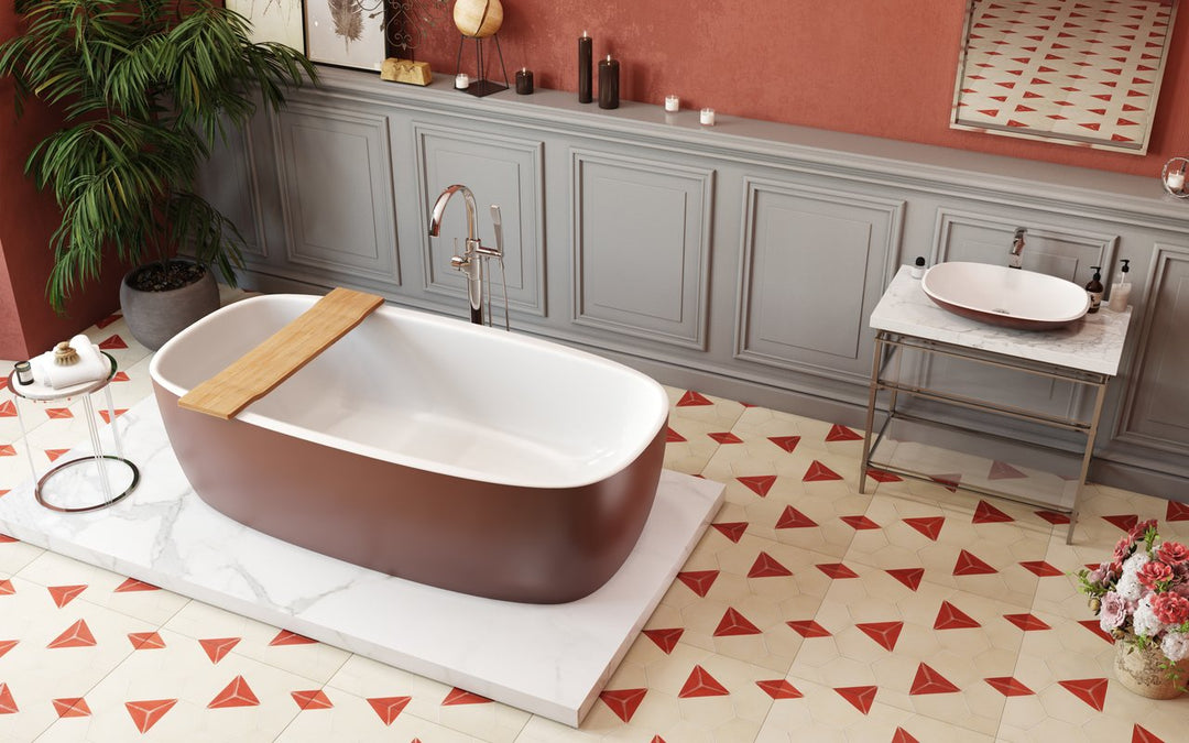 Aquatica Coletta Oxide Red-White Freestanding Bathtub