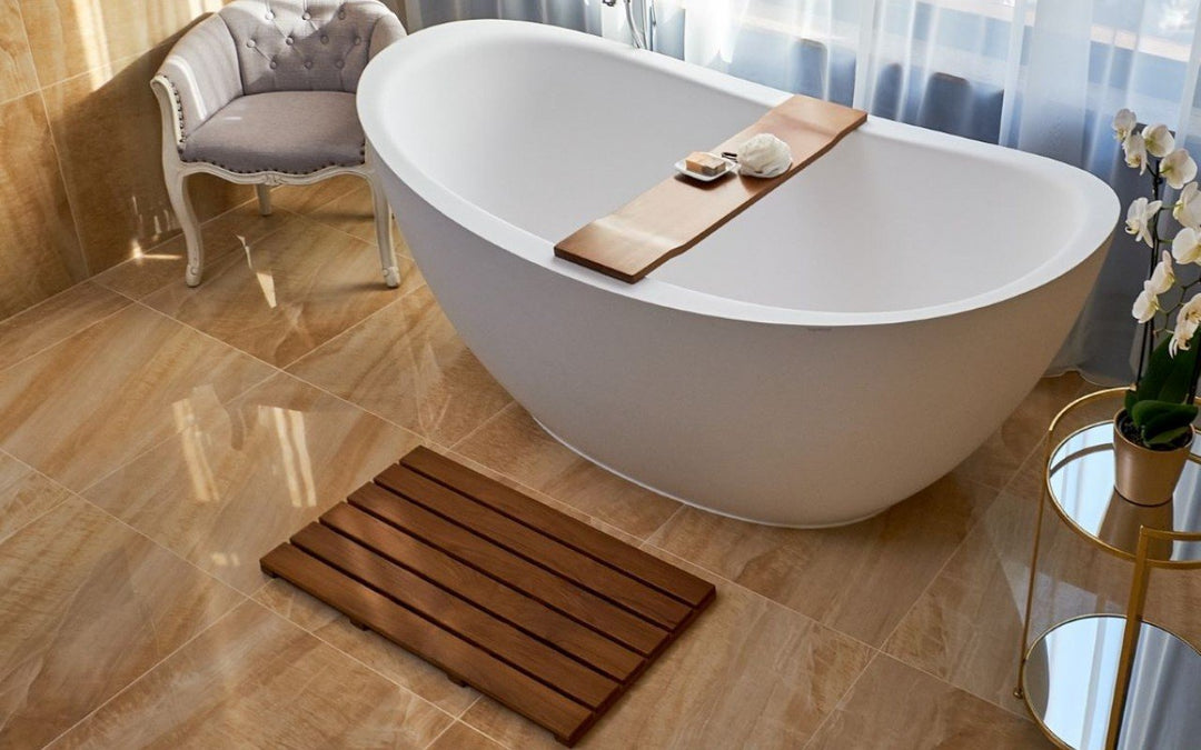Aquatica Universal 33.5" Waterproof American Walnut Wood Bath Shower Floor Mat