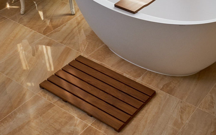Aquatica Universal 33.5" Waterproof American Walnut Wood Bath Shower Floor Mat