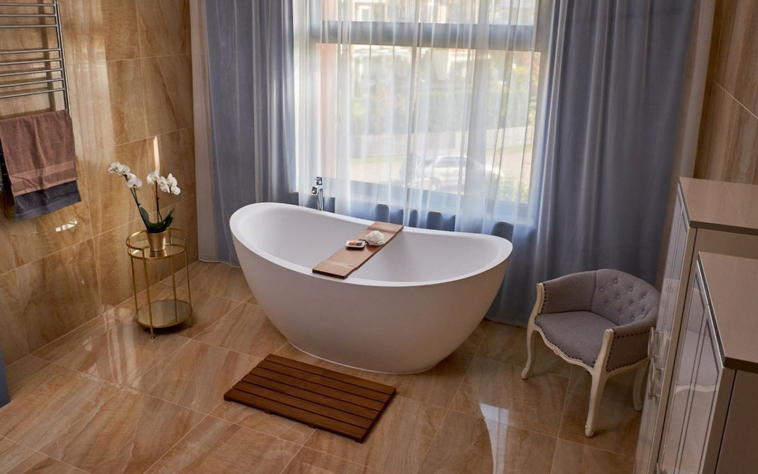 Aquatica Universal 33.5" Waterproof American Walnut Wood Bath Shower Floor Mat