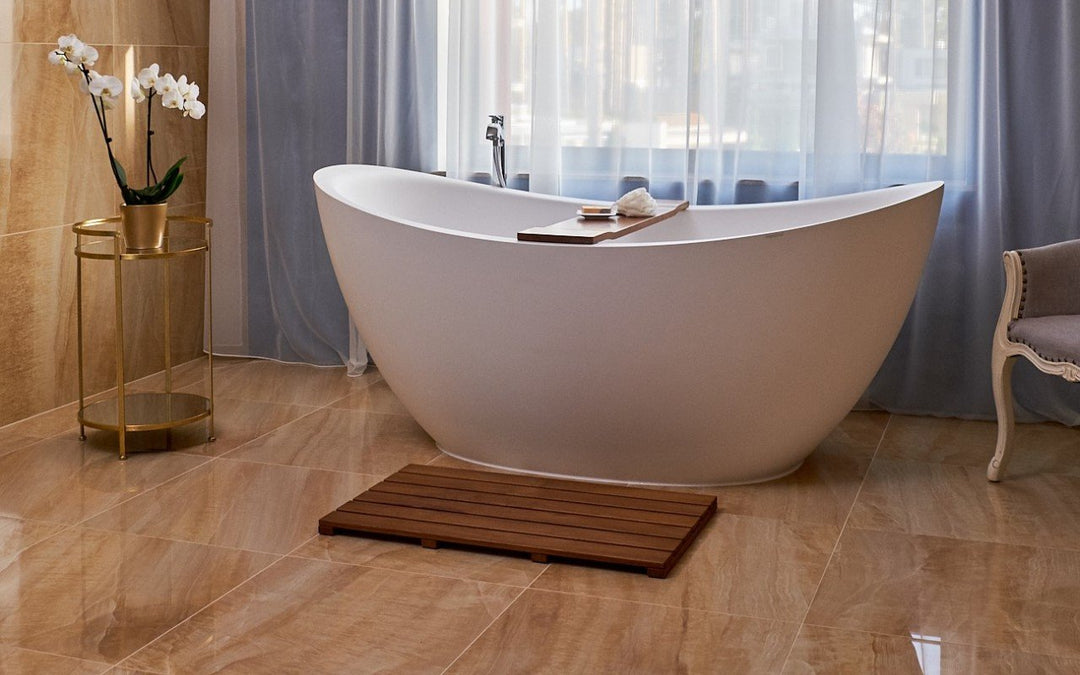 Aquatica Universal 33.5" Waterproof American Walnut Wood Bath Shower Floor Mat